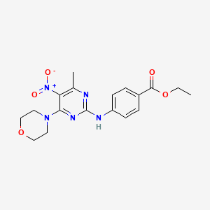 molecular formula C18H21N5O5 B2477539 Ethyl 4-((4-methyl-6-morpholino-5-nitropyrimidin-2-yl)amino)benzoate CAS No. 1202980-24-2