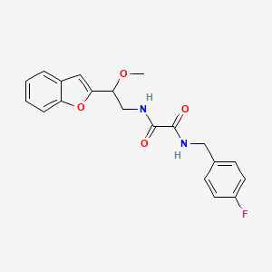 molecular formula C20H19FN2O4 B2477541 N1-(2-(benzofuran-2-il)-2-metoxietil)-N2-(4-fluorobencil)oxalamida CAS No. 2034609-22-6