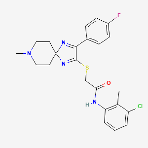 molecular formula C23H24ClFN4OS B2477542 N-(3-氯-2-甲基苯基)-2-((3-(4-氟苯基)-8-甲基-1,4,8-三氮杂螺[4.5]癸-1,3-二烯-2-基)硫代)乙酰胺 CAS No. 1189864-50-3