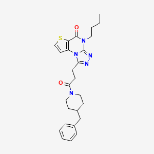 molecular formula C26H31N5O2S B2477560 1-(3-(4-Benzylpiperidin-1-yl)-3-oxopropyl)-4-butylthieno[2,3-e][1,2,4]triazolo[4,3-a]pyrimidin-5(4H)-on CAS No. 1185107-47-4