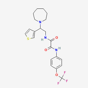 molecular formula C21H24F3N3O3S B2477567 N1-(2-(azepan-1-yl)-2-(thiophen-3-yl)ethyl)-N2-(4-(trifluoromethoxy)phenyl)oxalamide CAS No. 946303-85-1