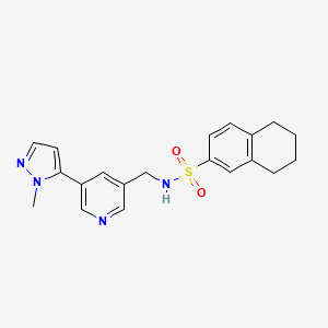 molecular formula C20H22N4O2S B2477568 N-((5-(1-methyl-1H-pyrazol-5-yl)pyridin-3-yl)methyl)-5,6,7,8-tetrahydronaphthalene-2-sulfonamide CAS No. 2034385-54-9