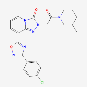 molecular formula C22H21ClN6O3 B2477570 1-(2-Chlorophenyl)-4-[(4-fluoro-3-methoxy-1-benzothien-2-yl)carbonyl]piperazine CAS No. 1251698-41-5