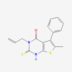 molecular formula C16H14N2OS2 B2477571 3-allyl-6-methyl-5-phenyl-2-thioxo-2,3-dihydrothieno[2,3-d]pyrimidin-4(1H)-one CAS No. 315707-64-3