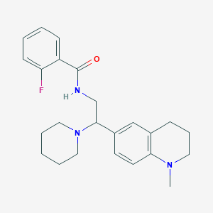 molecular formula C24H30FN3O B2477577 2-fluoro-N-(2-(1-methyl-1,2,3,4-tetrahydroquinolin-6-yl)-2-(piperidin-1-yl)ethyl)benzamide CAS No. 922092-19-1