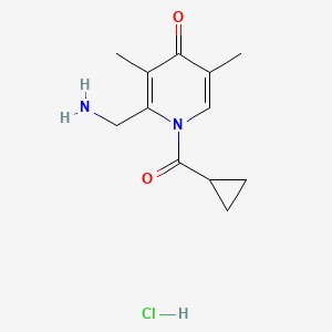 molecular formula C12H17ClN2O2 B2477578 2-(Aminomethyl)-1-(cyclopropylcarbonyl)-3,5-dimethylpyridin-4(1H)-one hydrochloride CAS No. 2270906-61-9