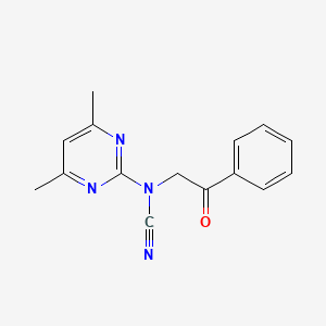 molecular formula C15H14N4O B2477580 (4,6-二甲基嘧啶-2-基)-苯甲酰氰胺 CAS No. 97653-12-8