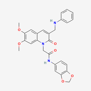 N-(2H-1,3-benzodioxol-5-yl)-2-{6,7-dimethoxy-2-oxo-3-[(phenylamino)methyl]-1,2-dihydroquinolin-1-yl}acetamide