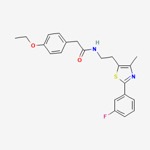 molecular formula C22H23FN2O2S B2477594 2-(4-ethoxyphenyl)-N-{2-[2-(3-fluorophenyl)-4-methyl-1,3-thiazol-5-yl]ethyl}acetamide CAS No. 932985-94-9