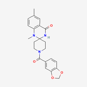 molecular formula C22H23N3O4 B2477603 1-(1,3-benzodioxol-5-ylcarbonyl)-1',6'-dimethyl-1'{H}-spiro[piperidine-4,2'-quinazolin]-4'(3'{H})-one CAS No. 1251606-75-3