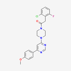 molecular formula C23H22ClFN4O2 B2477637 2-(2-氯-6-氟苯基)-1-(4-(6-(4-甲氧基苯基)嘧啶-4-基)哌嗪-1-基)乙酮 CAS No. 1351630-62-0