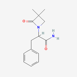 molecular formula C14H18N2O2 B2477638 2-(3,3-Dimethyl-2-oxo-1-azetanyl)-3-phenylpropanamide CAS No. 338748-26-8
