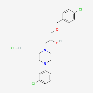 molecular formula C20H25Cl3N2O2 B2477639 1-((4-Chlorobenzyl)oxy)-3-(4-(3-chlorophenyl)piperazin-1-yl)propan-2-ol hydrochloride CAS No. 1327521-00-5