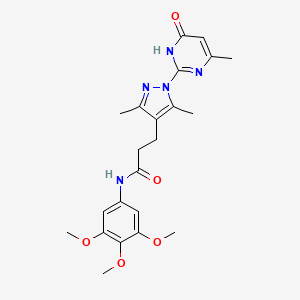 molecular formula C22H27N5O5 B2477645 3-(3,5-二甲基-1-(4-甲基-6-氧代-1,6-二氢嘧啶-2-基)-1H-吡唑-4-基)-N-(3,4,5-三甲氧基苯基)丙酰胺 CAS No. 1171991-33-5