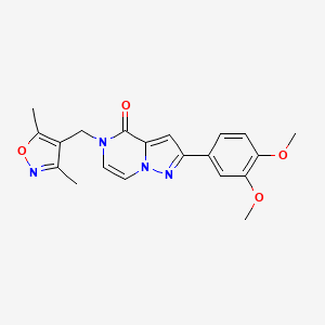 molecular formula C20H20N4O4 B2477651 2-(3,4-dimethoxyphenyl)-5-[(3,5-dimethyl-1,2-oxazol-4-yl)methyl]pyrazolo[1,5-a]pyrazin-4(5H)-one CAS No. 1326862-62-7