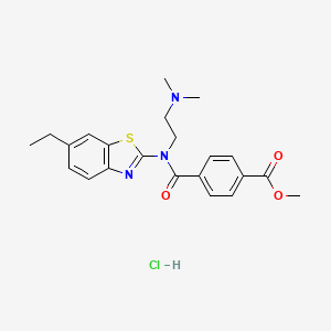 molecular formula C22H26ClN3O3S B2477653 4-((2-(二甲氨基)乙基)(6-乙基苯并[d]噻唑-2-基)氨基甲酰基)苯甲酸甲酯盐酸盐 CAS No. 1216734-62-1