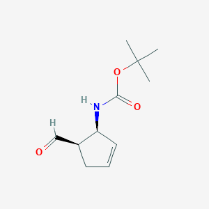 molecular formula C11H17NO3 B2477654 N-Boc-(+/-)-顺-5-甲酰基环戊-2-烯基胺 CAS No. 1335031-95-2