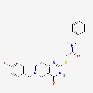 molecular formula C24H25FN4O2S B2477665 2-{[6-(4-氟苄基)-4-氧代-3,4,5,6,7,8-六氢吡啶并[4,3-d]嘧啶-2-基]硫代}-N-(4-甲基苄基)乙酰胺 CAS No. 1031631-68-1
