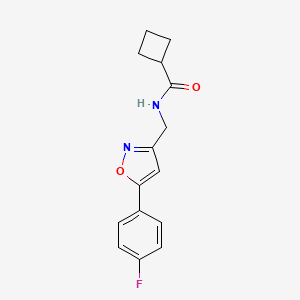 molecular formula C15H15FN2O2 B2477666 N-((5-(4-氟苯基)异恶唑-3-基)甲基)环丁烷甲酰胺 CAS No. 1209161-12-5