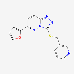 molecular formula C15H11N5OS B2477683 6-(Furan-2-yl)-3-((pyridin-3-ylmethyl)thio)-[1,2,4]triazolo[4,3-b]pyridazine CAS No. 891099-01-7