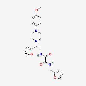 molecular formula C24H28N4O5 B2477690 N1-(2-(furan-2-yl)-2-(4-(4-methoxyphenyl)piperazin-1-yl)ethyl)-N2-(furan-2-ylmethyl)oxalamide CAS No. 877647-43-3