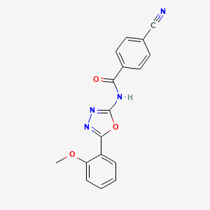 molecular formula C17H12N4O3 B2477703 4-cyano-N-(5-(2-methoxyphenyl)-1,3,4-oxadiazol-2-yl)benzamide CAS No. 865285-85-4