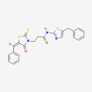 molecular formula C23H19N3O2S3 B2477710 (E)-3-(5-苄叉-4-氧代-2-硫代噻唑烷-3-基)-N-(5-苄基噻唑-2-基)丙酰胺 CAS No. 300819-28-7