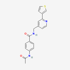 4-acetamido-N-((2-(thiophen-3-yl)pyridin-4-yl)methyl)benzamide