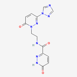 molecular formula C13H12N8O3 B2477729 6-氧代-N-(2-(6-氧代-3-(1H-1,2,4-三唑-1-基)哒嗪-1(6H)-基)乙基)-1,6-二氢哒嗪-3-甲酰胺 CAS No. 2034517-32-1