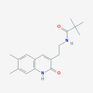 molecular formula C18H24N2O2 B2477751 N-(2-(6,7-dimethyl-2-oxo-1,2-dihydroquinolin-3-yl)ethyl)pivalamide CAS No. 851403-14-0
