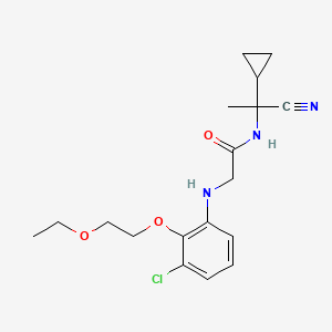 molecular formula C18H24ClN3O3 B2477761 2-{[3-chloro-2-(2-ethoxyethoxy)phenyl]amino}-N-(1-cyano-1-cyclopropylethyl)acetamide CAS No. 1252384-94-3