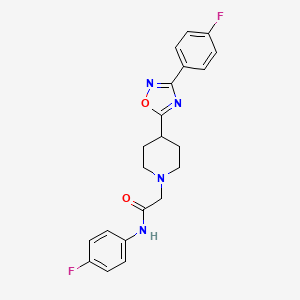 molecular formula C21H20F2N4O2 B2477762 N-(4-fluorophenyl)-2-(4-(3-(4-fluorophenyl)-1,2,4-oxadiazol-5-yl)piperidin-1-yl)acetamide CAS No. 1251625-16-7