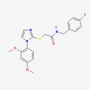 molecular formula C20H20FN3O3S B2477775 2-{[1-(2,4-二甲氧基苯基)-1H-咪唑-2-基]硫代}-N-(4-氟苄基)乙酰胺 CAS No. 869345-54-0