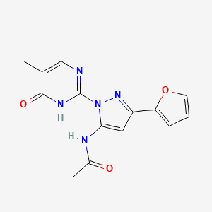 molecular formula C15H15N5O3 B2477788 N-(1-(4,5-dimethyl-6-oxo-1,6-dihydropyrimidin-2-yl)-3-(furan-2-yl)-1H-pyrazol-5-yl)acetamide CAS No. 1208824-87-6