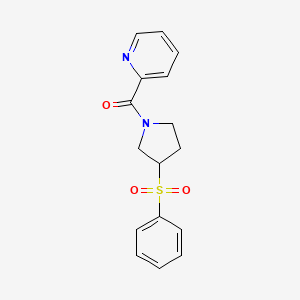 molecular formula C16H16N2O3S B2477789 (3-(Phenylsulfonyl)pyrrolidin-1-yl)(pyridin-2-yl)methanone CAS No. 1448075-85-1