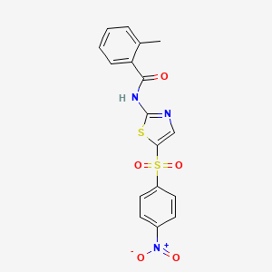 molecular formula C17H13N3O5S2 B2477793 2-甲基-N-(5-((4-硝基苯基)磺酰基)噻唑-2-基)苯甲酰胺 CAS No. 349618-12-8