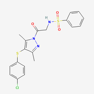 N-[2-[4-(4-chlorophenyl)sulfanyl-3,5-dimethylpyrazol-1-yl]-2-oxoethyl]benzenesulfonamide
