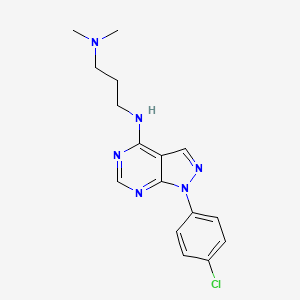 molecular formula C16H19ClN6 B2477801 N'-[1-(4-chlorophenyl)-1H-pyrazolo[3,4-d]pyrimidin-4-yl]-N,N-dimethylpropane-1,3-diamine CAS No. 393821-93-7