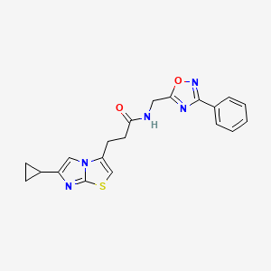 3-(6-cyclopropylimidazo[2,1-b]thiazol-3-yl)-N-((3-phenyl-1,2,4-oxadiazol-5-yl)methyl)propanamide