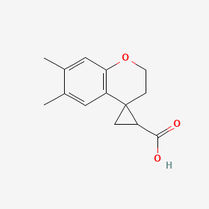 molecular formula C14H16O3 B2477808 6,7-Dimethylspiro[chromane-4,2'-cyclopropane]-1'-carboxylic acid CAS No. 1820707-64-9