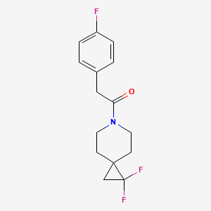 molecular formula C15H16F3NO B2477819 1-(1,1-Difluoro-6-azaspiro[2.5]octan-6-yl)-2-(4-fluorophenyl)ethan-1-one CAS No. 2189498-76-6