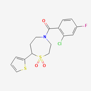 (2-Chloro-4-fluorophenyl)(1,1-dioxido-7-(thiophen-2-yl)-1,4-thiazepan-4-yl)methanone