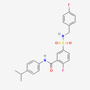 molecular formula C23H22F2N2O3S B2477822 2-fluoro-5-(N-(4-fluorobenzyl)sulfamoyl)-N-(4-isopropylphenyl)benzamide CAS No. 451483-60-6