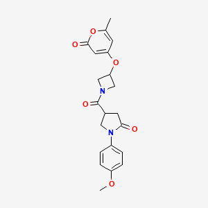 molecular formula C21H22N2O6 B2477831 1-(4-methoxyphenyl)-4-(3-((6-methyl-2-oxo-2H-pyran-4-yl)oxy)azetidine-1-carbonyl)pyrrolidin-2-one CAS No. 1795446-61-5