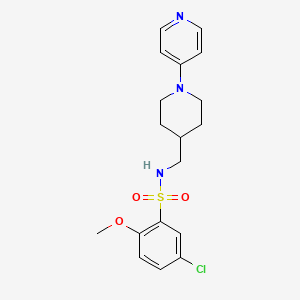 molecular formula C18H22ClN3O3S B2477835 5-chloro-2-methoxy-N-((1-(pyridin-4-yl)piperidin-4-yl)methyl)benzenesulfonamide CAS No. 2034586-92-8