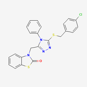 molecular formula C23H17ClN4OS2 B2477838 3-((5-((4-chlorobenzyl)thio)-4-phenyl-4H-1,2,4-triazol-3-yl)methyl)benzo[d]thiazol-2(3H)-one CAS No. 847402-21-5