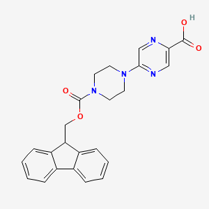 molecular formula C24H22N4O4 B2477840 5-[4-(9H-Fluoren-9-ylmethoxycarbonyl)piperazin-1-yl]pyrazine-2-carboxylic acid CAS No. 2287316-71-4