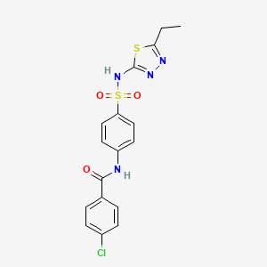 molecular formula C17H15ClN4O3S2 B2477851 4-chloro-N-[4-[(5-ethyl-1,3,4-thiadiazol-2-yl)sulfamoyl]phenyl]benzamide CAS No. 313231-23-1