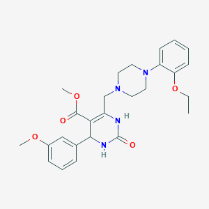 molecular formula C26H32N4O5 B2477857 Methyl 6-{[4-(2-ethoxyphenyl)piperazin-1-yl]methyl}-4-(3-methoxyphenyl)-2-oxo-1,2,3,4-tetrahydropyrimidine-5-carboxylate CAS No. 1252926-36-5