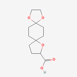 molecular formula C12H18O5 B2477863 1,4,9-三氧杂二螺[4.2.4.2]十四烷-10-羧酸 CAS No. 2177264-83-2